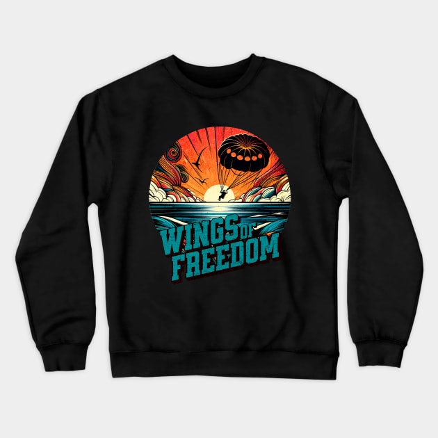 Wings of Freedom Parasailing Design Crewneck Sweatshirt by Miami Neon Designs